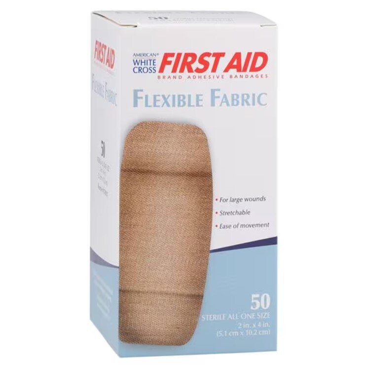 2" X 4" Fabric Adhesive Extra Large Flexible Band Aid Bandages 50 Per Box