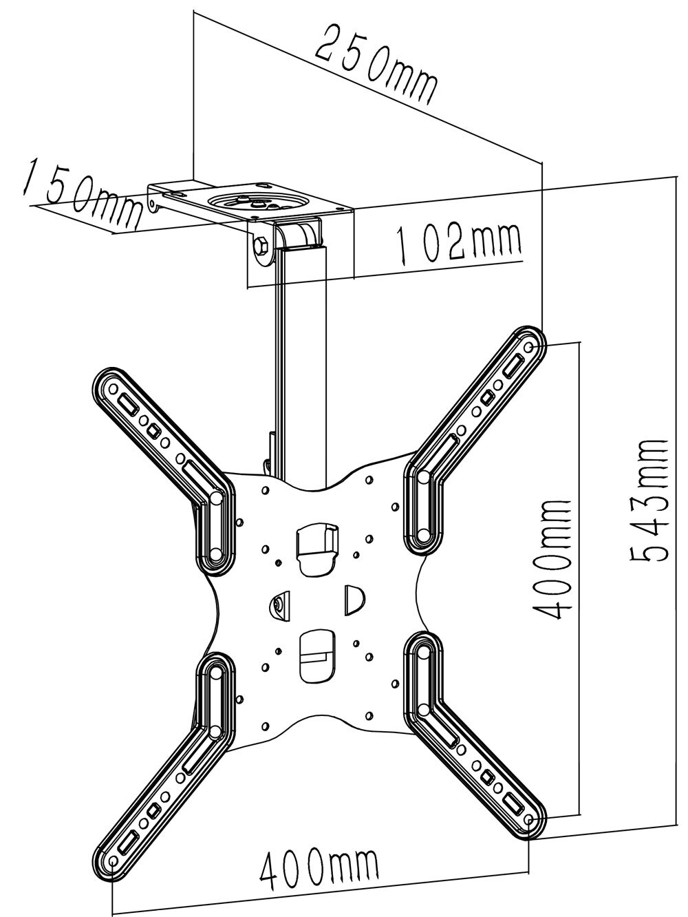 FOLDING CEILING TV MOUNT BRACKET LCD LED 17 22 24 26 32 37 40 42 50 55