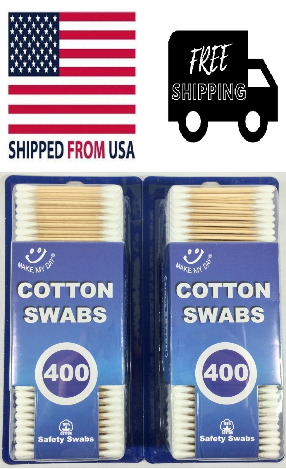 Wood Sticks Cotton Swabs 100% Cotton Tips Wooden Applicator Double Q Tip 800 Pcs