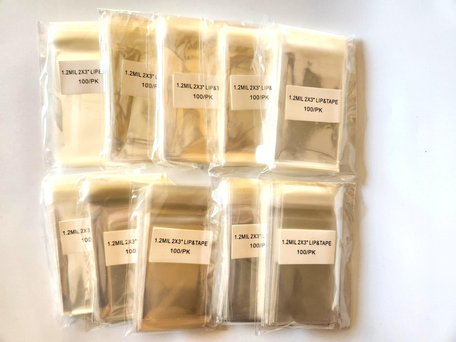 1000 2"x 3" Crystal Clear Resealable Poly Cello Cellophane Bags Sleeves 1.2 Mil