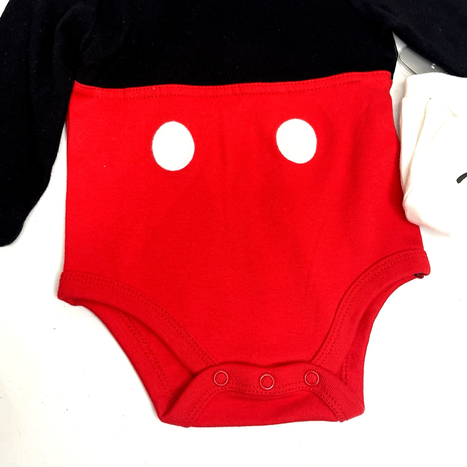 Disney Store Mickey Mouse Costume Pin Down Bodysuit Set Black Red Baby 6-9M NWT