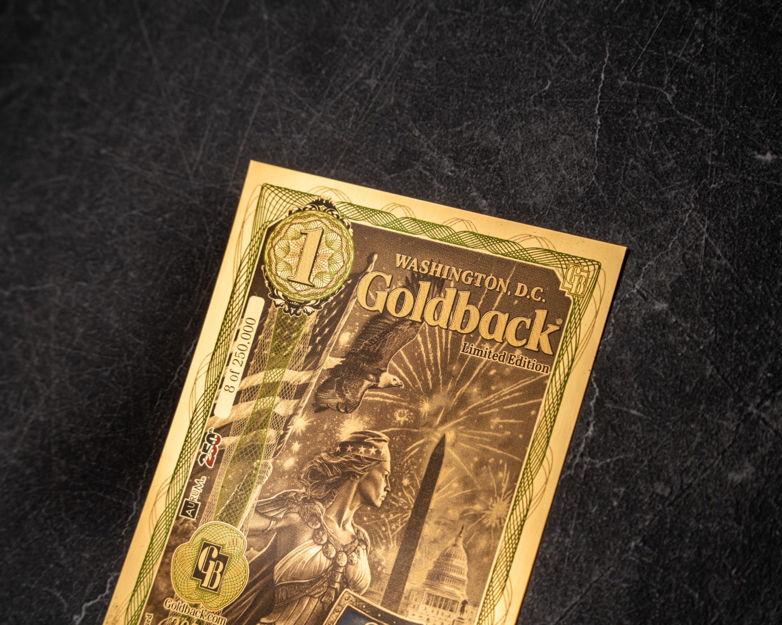 3X 1 WASHINGTON DC Goldback Aurum Gold Foil Note 1/1000 oz 24kt .999 Fine GOLD