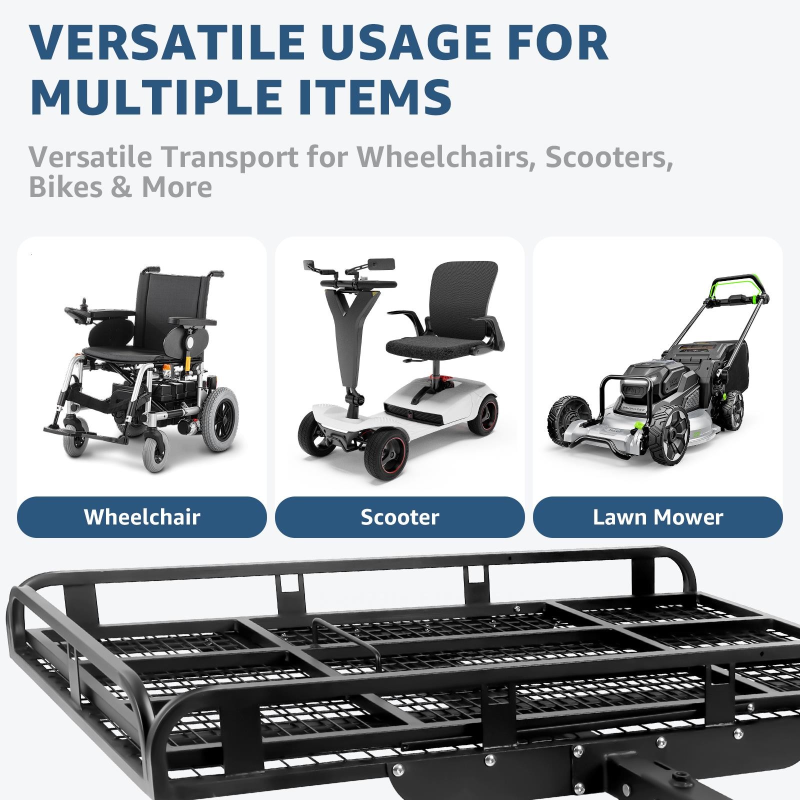 500LBS Mobility Carrier Wheelchair Scooter Rack Cargo Hitch Carrier Medical Ramp