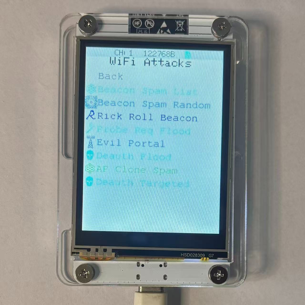 ESP32 Marauder WiFi BT Network Monitor 2.8" Touch Screen RSSI Data Readout