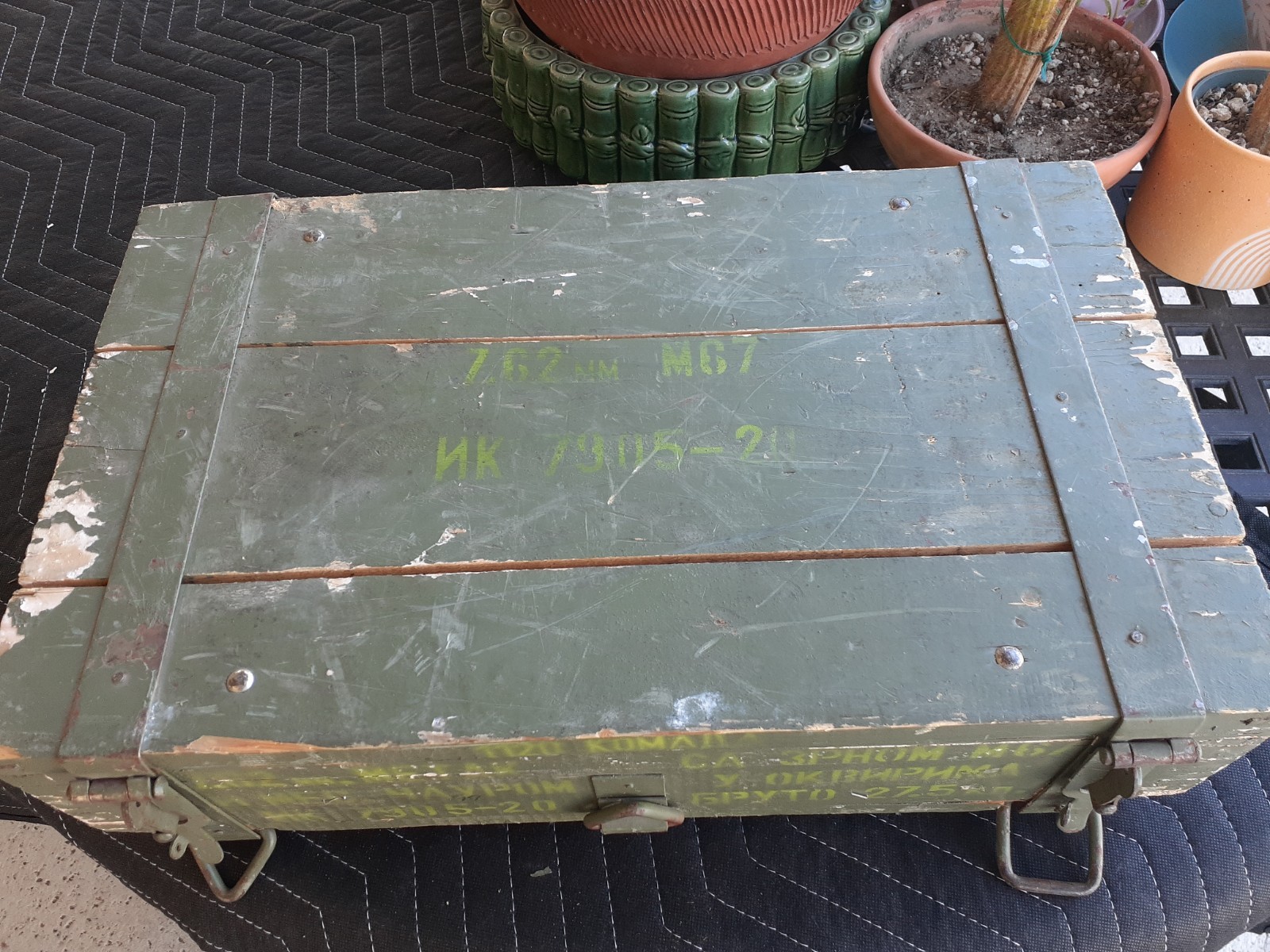 Vintage Military Wooden Crate 7.62MM M67 Green Ammo Box Serbian Russian ???