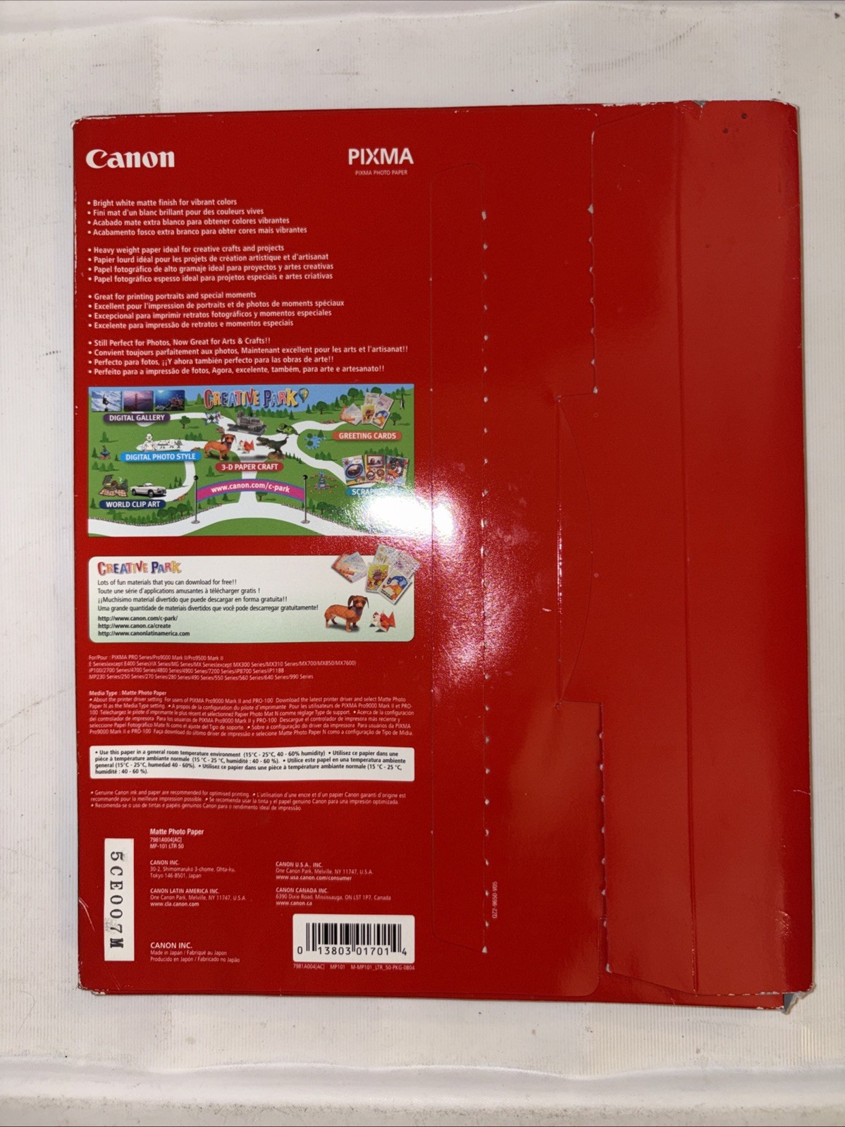 Canon Matte Photo Paper 8-1/2 x 11 (Pack of 50 Sheets) *OPEN BOX*