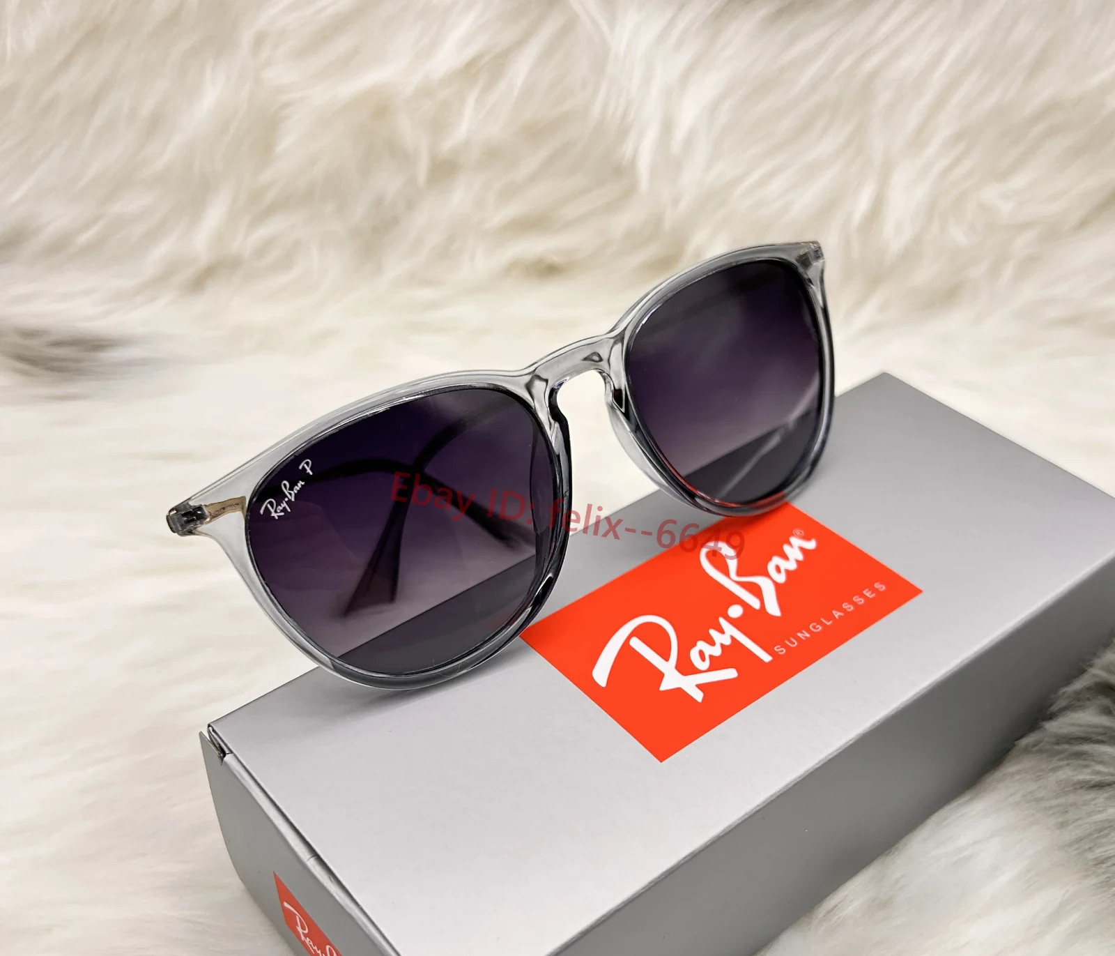 *New* Ray-Ban Erika RB4171 6592/T3 Polarized Sunglasses Blue Frame Grey UV Lens