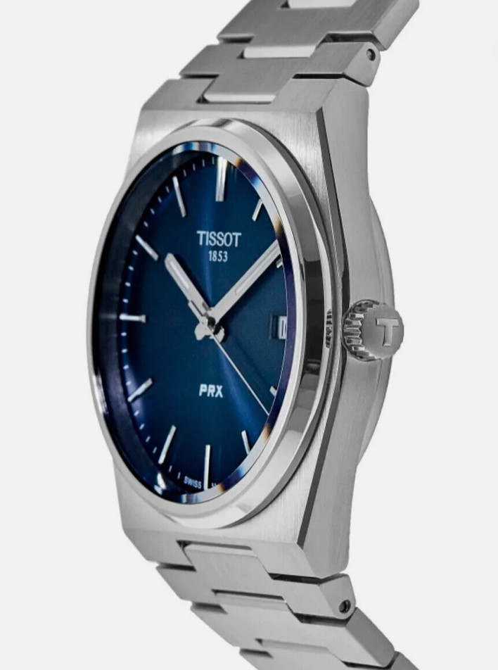 Tissot PRX T137.410.11.041.00 Swiss Quartz Date Watch Blue Dial Box & Papers