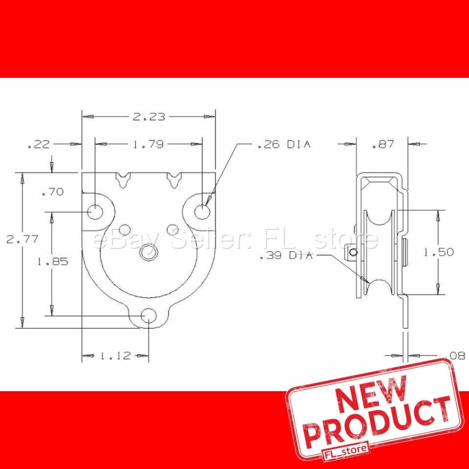 Rope Pulley Wall or Ceiling Mount 1-1/2 Sheave Side/Top Fastened