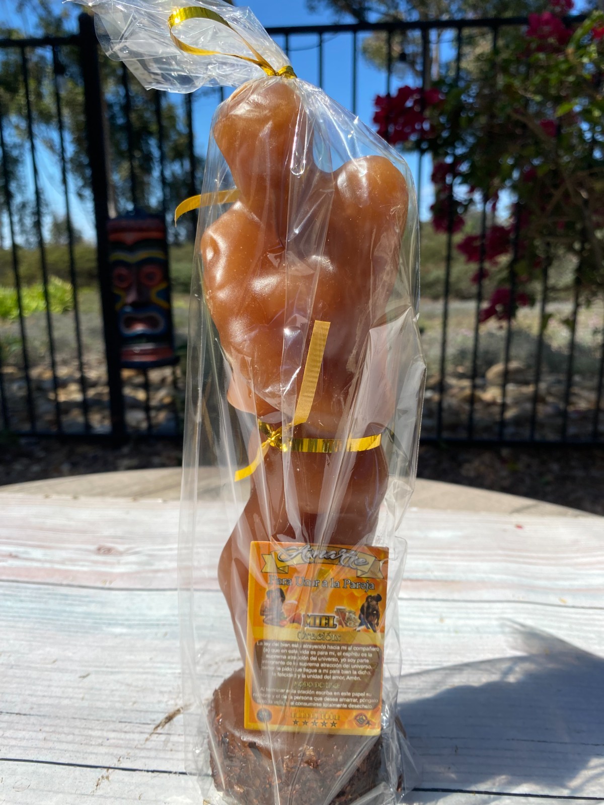 Vela Para Amarre, Religion, Brujeria, Fe y Devocion, Bendesidad 10" Miel Candle