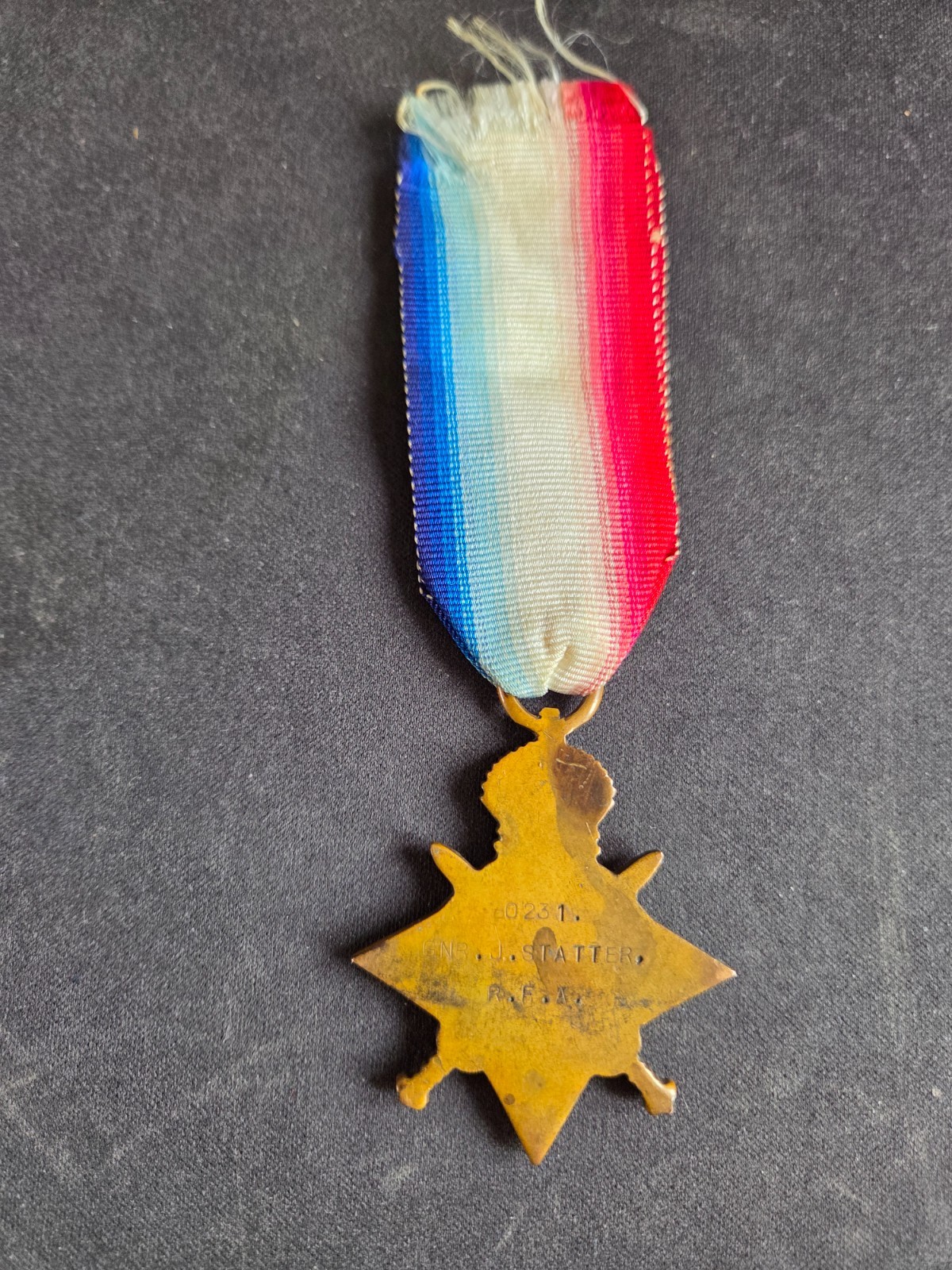 WW 1 Medal, 1914-15 Star. 80231 Gnr J. Statter. R.A.