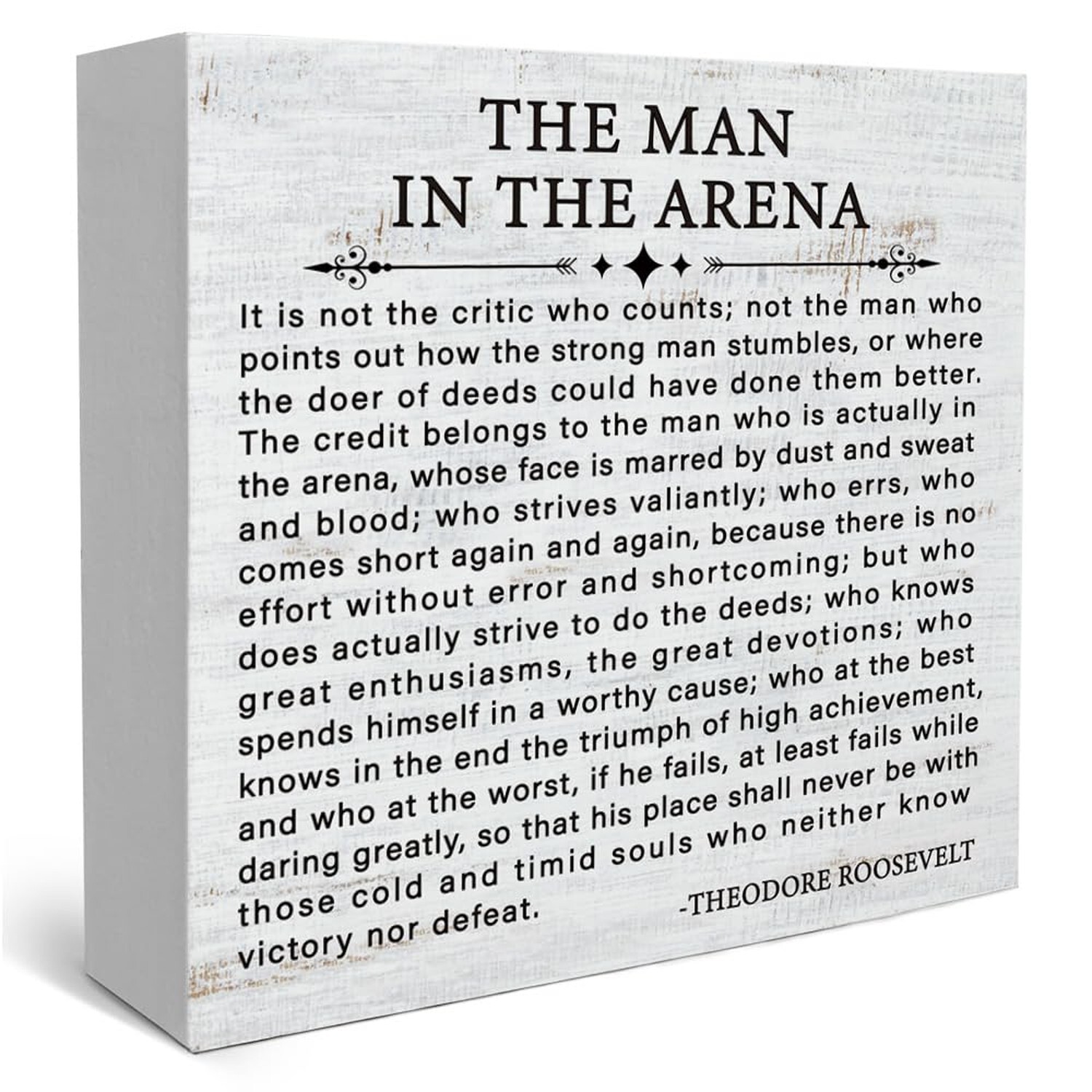 Inspirational Quote the Man in the Arena Wood Box Sign, Motivational Office G...