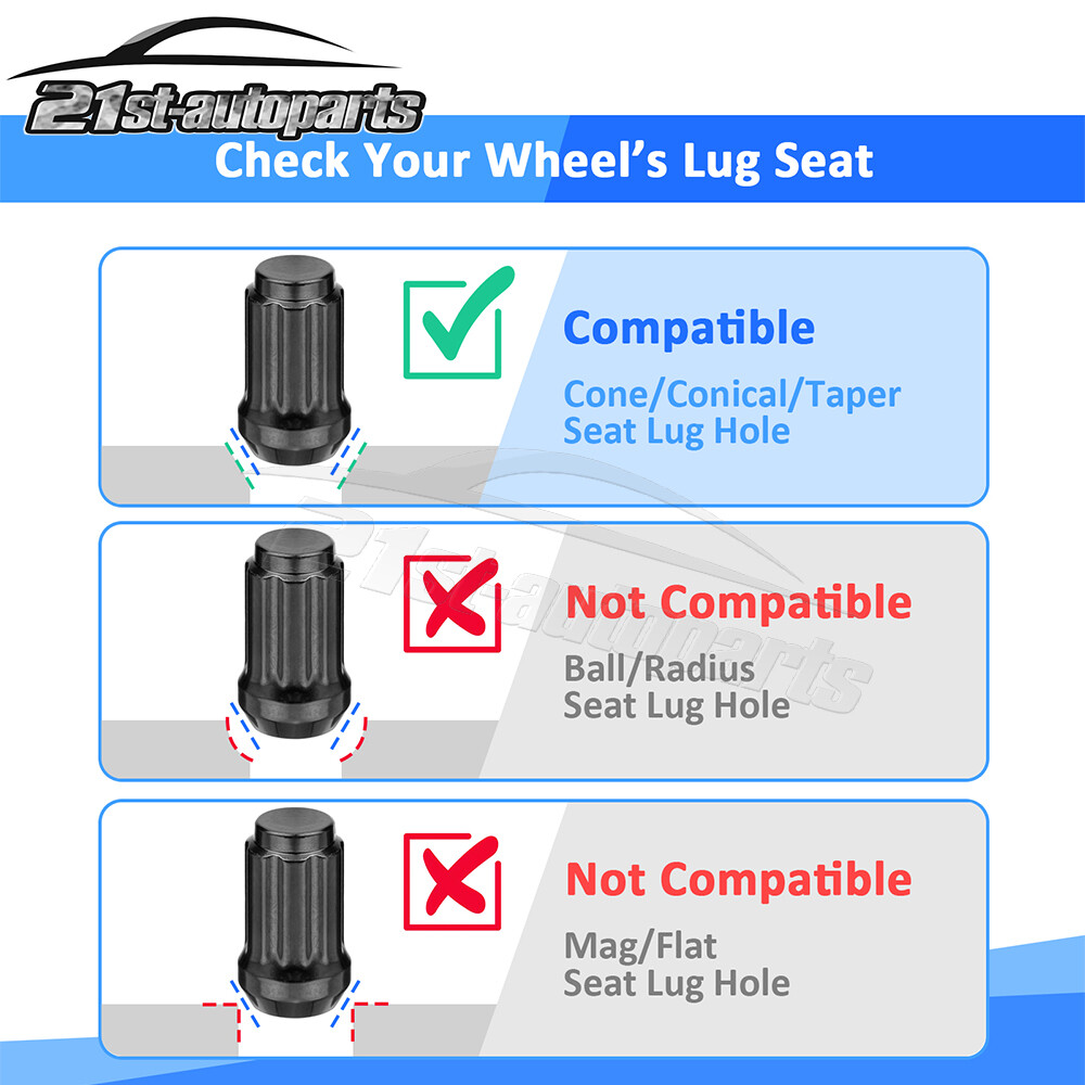 For Polaris Sportsman RZR Ranger Kawasaki ATV Black Acorn Lug Nuts 3/8"x24 W/Key