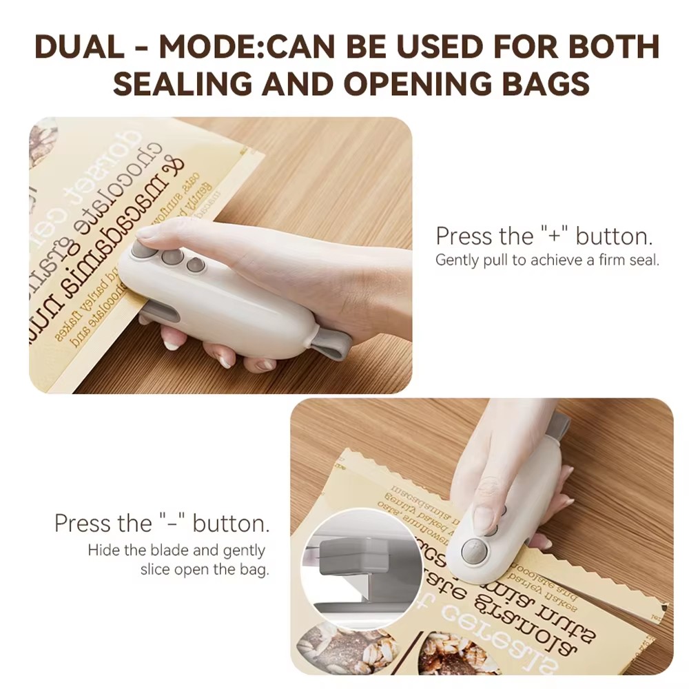 2 in 1 Chip Bag Sealer and Cutter Portable Handheld Snack Bag Sealing Machine