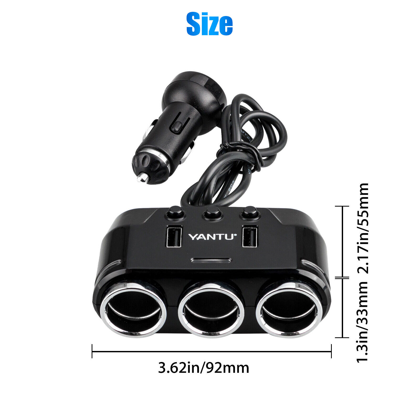 3 Way Multi Car Cigarette Lighter Socket Extension Splitter USB Charger DC 12V