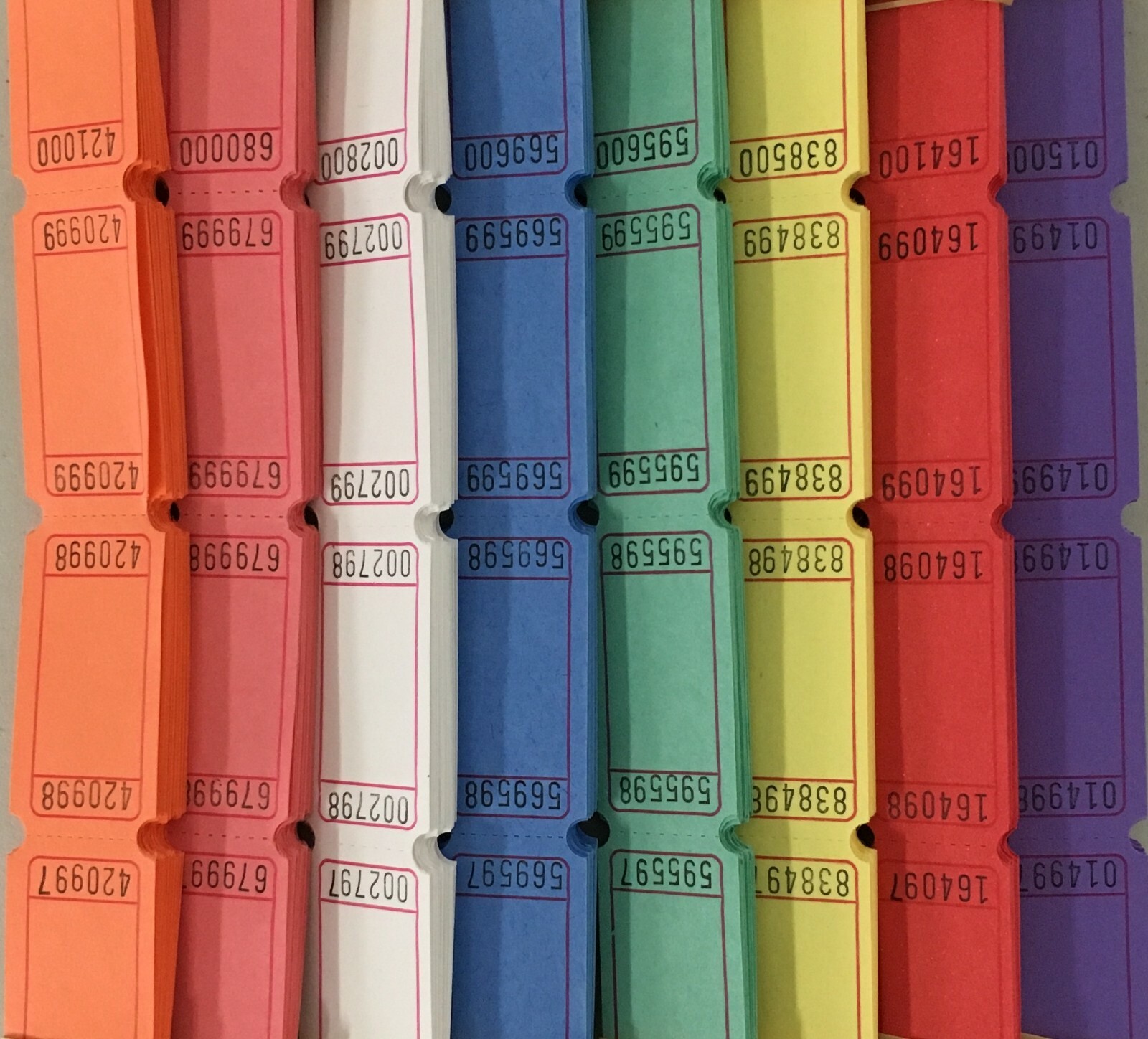 500 Blank Tickets 8 Colors Raffle Fun Fair Carnival Festival 1/4 Roll Folded