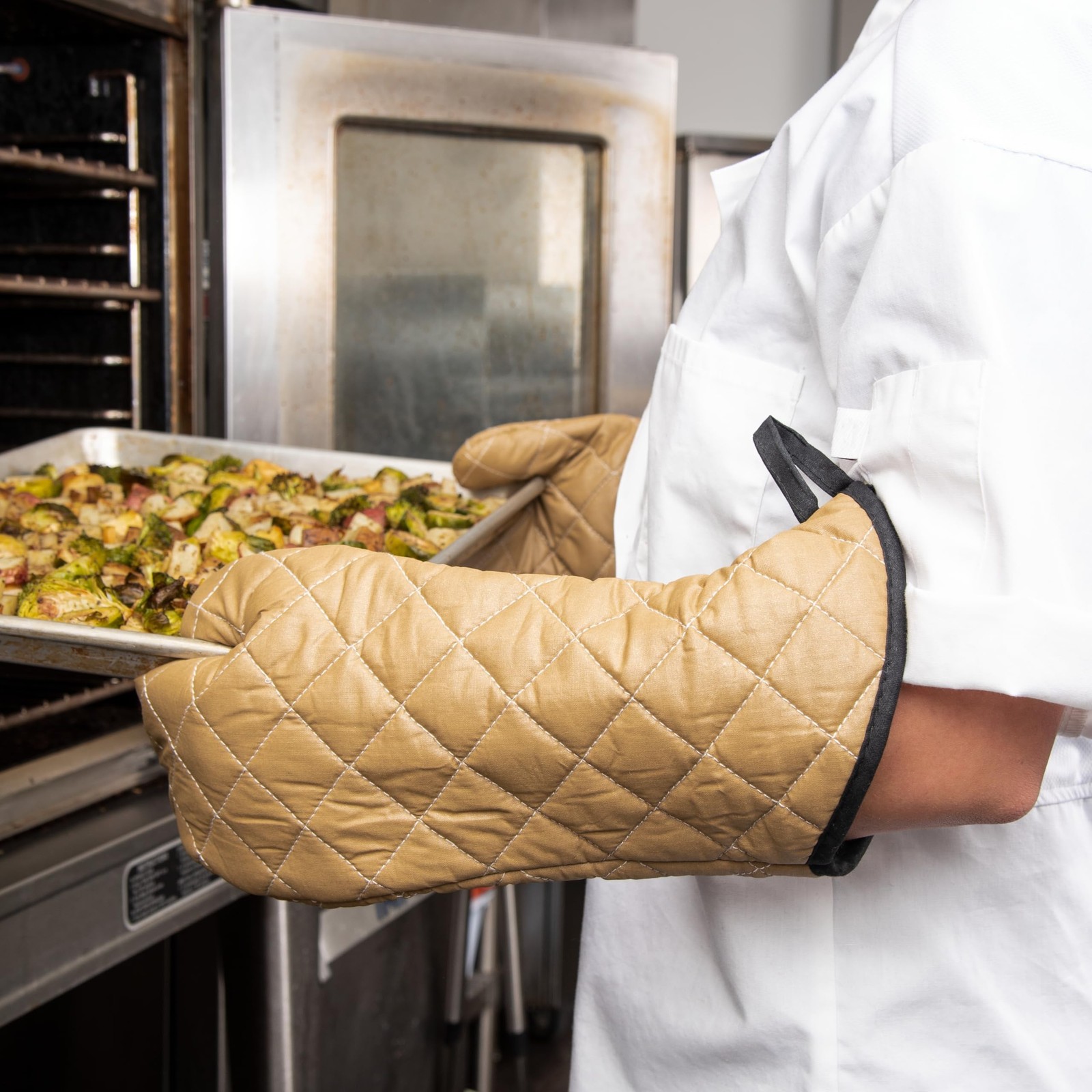 San Jamar 811TG17 BesTan Temperature Protection Oven Mitt, 17" Length, Tan
