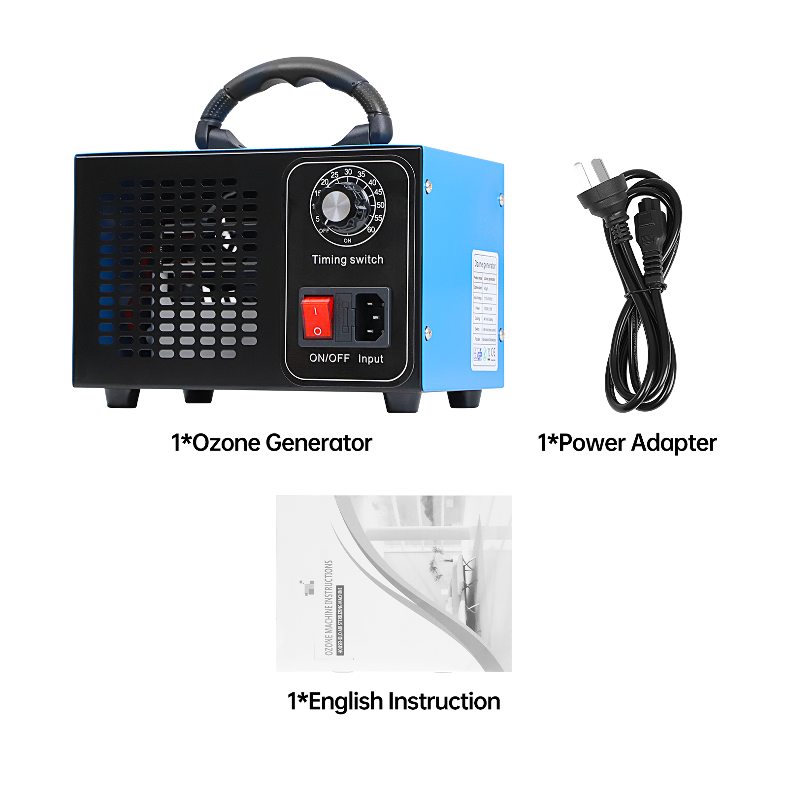 100V Air Purifier 40000mg/h Ozone Generator Machine Odor Ionizer Ozonator Timer