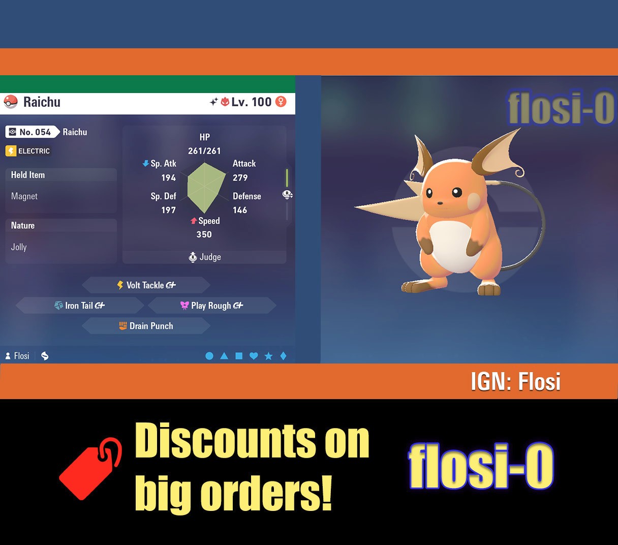 6IV Shiny Raichu Pokemon Legends ZA (Legends Z-A)