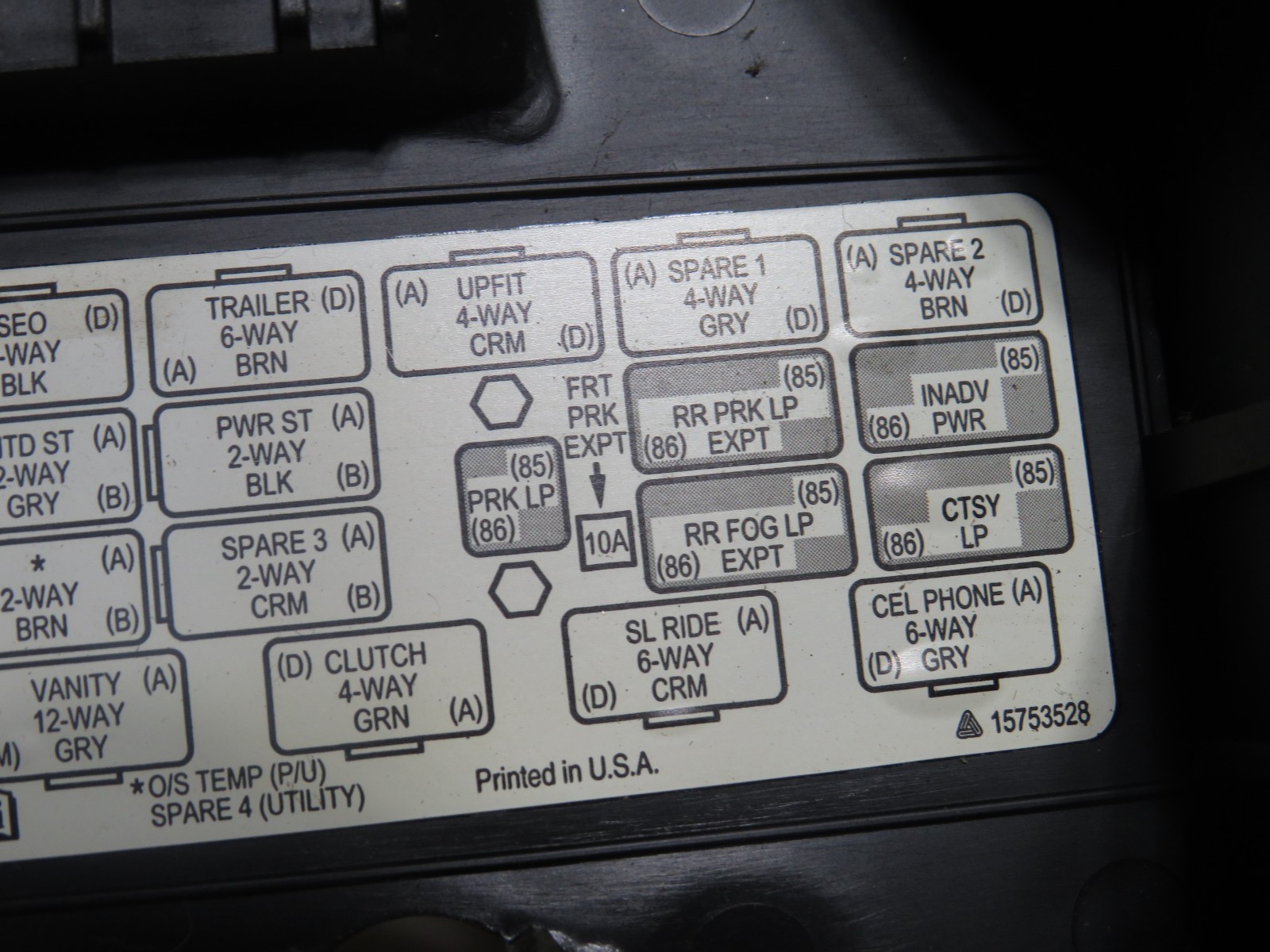 2001 GMC SIERRA CHEVY SILVERADO FUSE BOX COVER