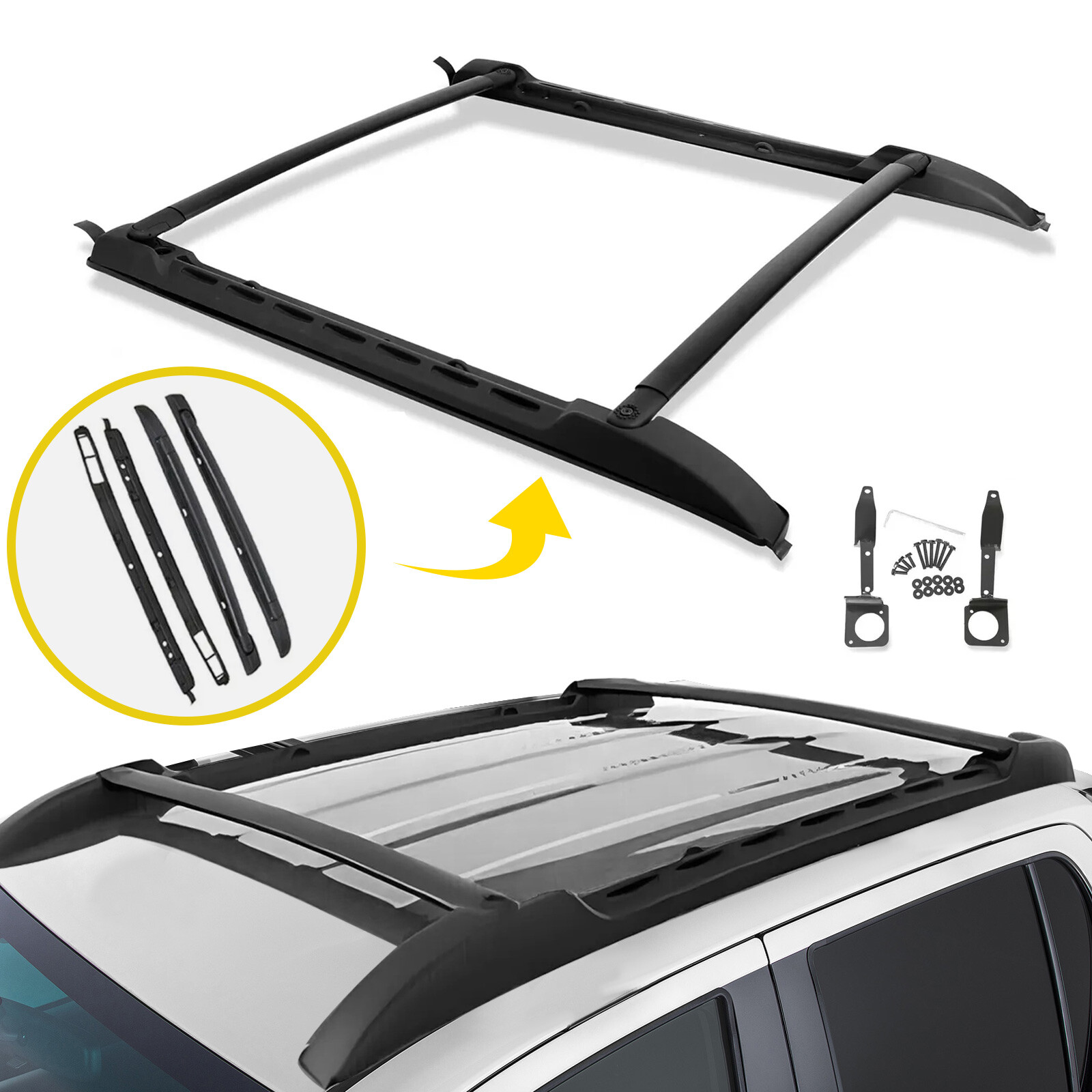 For 2005-2023 Toyota Tacoma Double Cab Top Roof Rack Cross Bars Side Rails Set