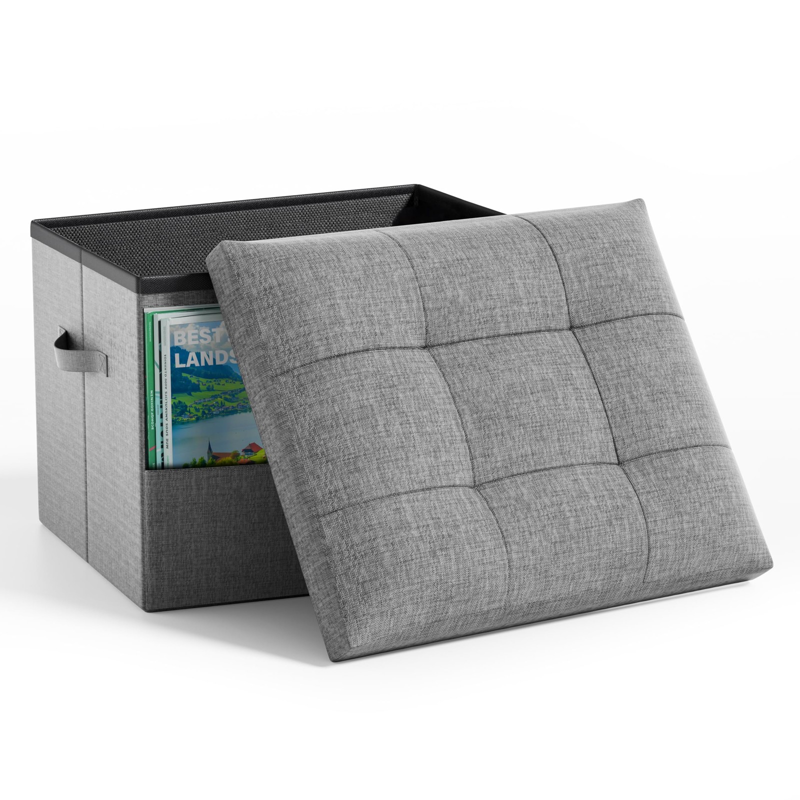 Storage Ottoman Foot Rest Stool, Foldable Foot Rest Stool with Thicker Foam Padd