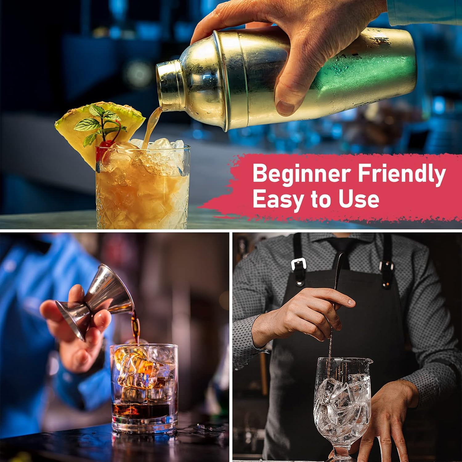 24Oz Cocktail Shaker Set Martini Shaker Set Bartender Set with Margarita Mixer D