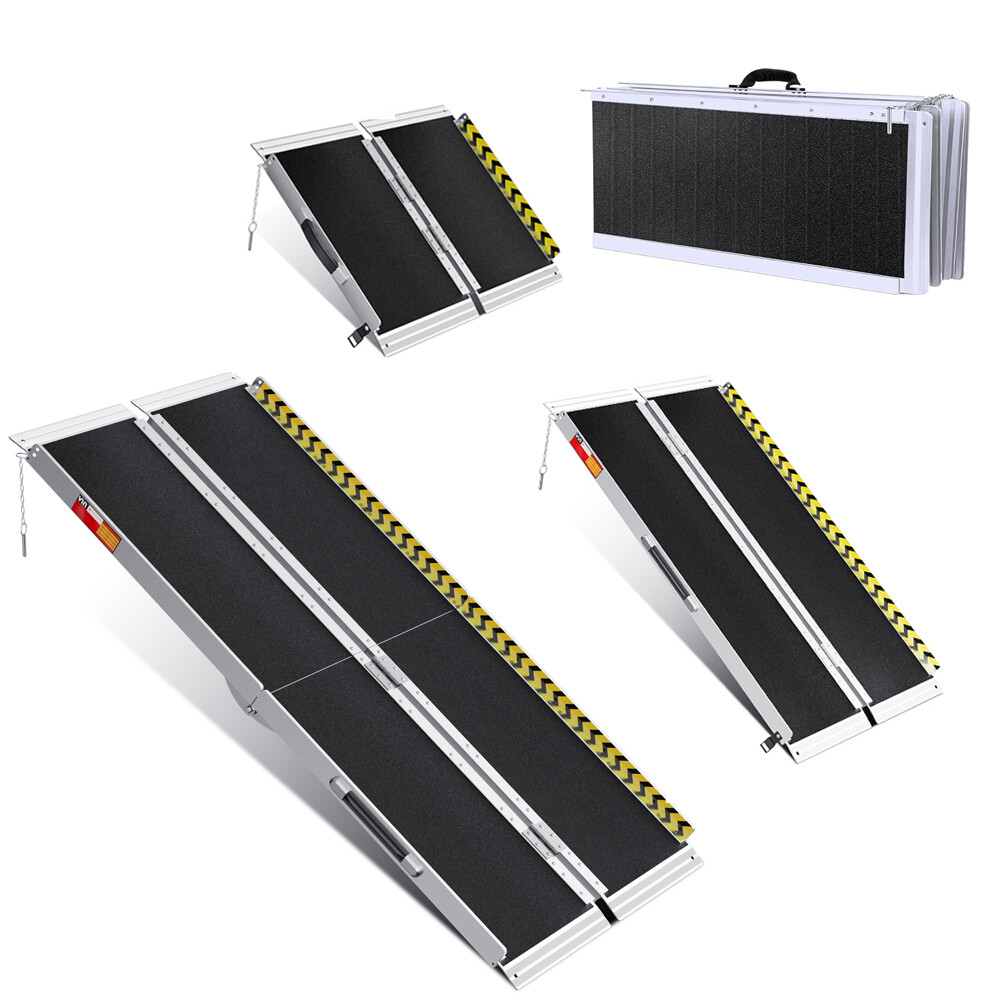 2-8ft Folding Aluminum Wheelchair Ramp Portable Mobility Scooter Non-Slip 600LBS