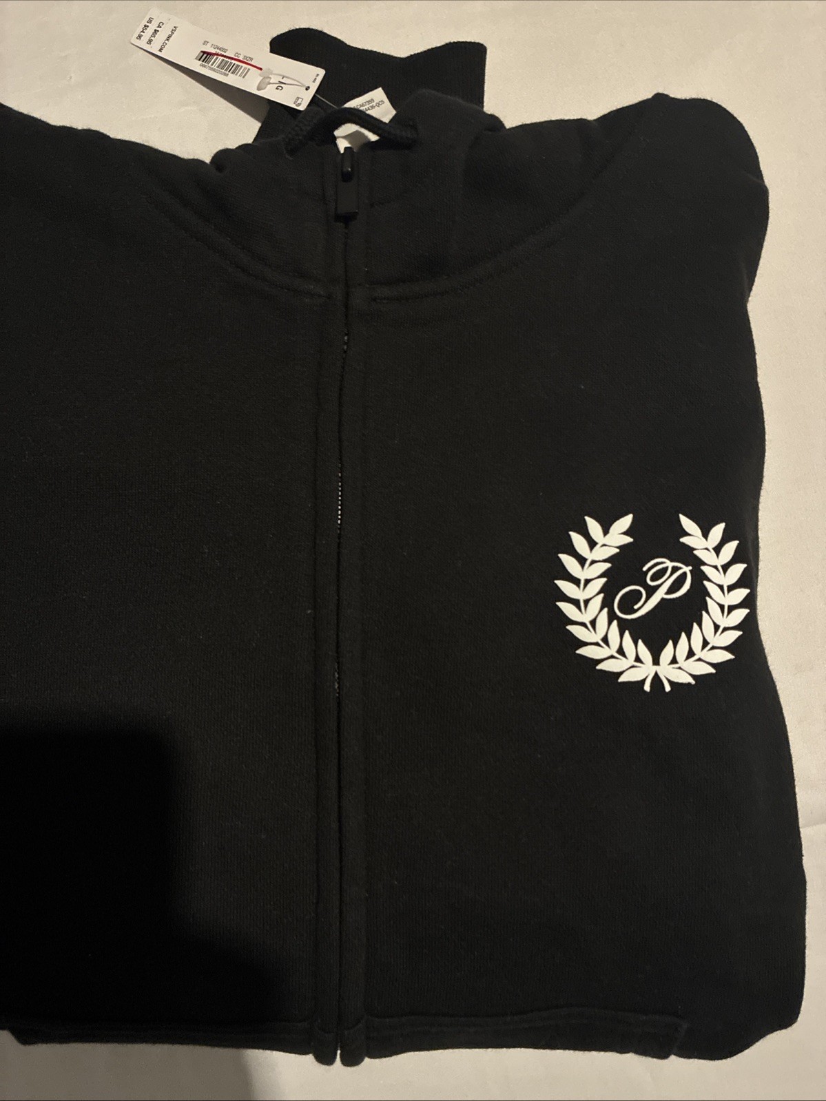 New Victorias Secret Pink Full Zip Hoodie (L)Drawstring Ivy Logo Pockets NWT