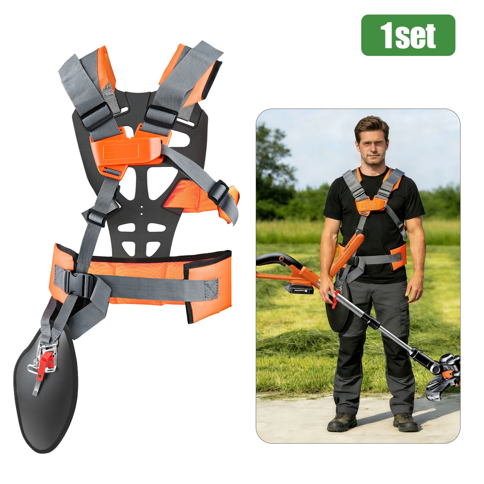 Heavy Duty Weed Eater Adjustable Shoulder Harness Strap for Trimmer Brush Cutter