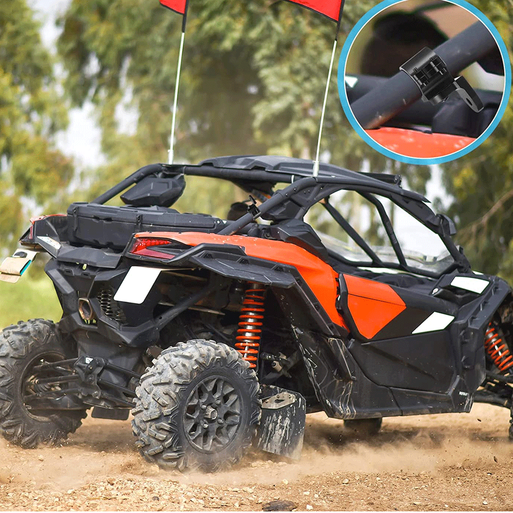 2X For Can-Am Maverick X3 Rear LED Flag Whip Antenna Reverse Light Mount Bracket