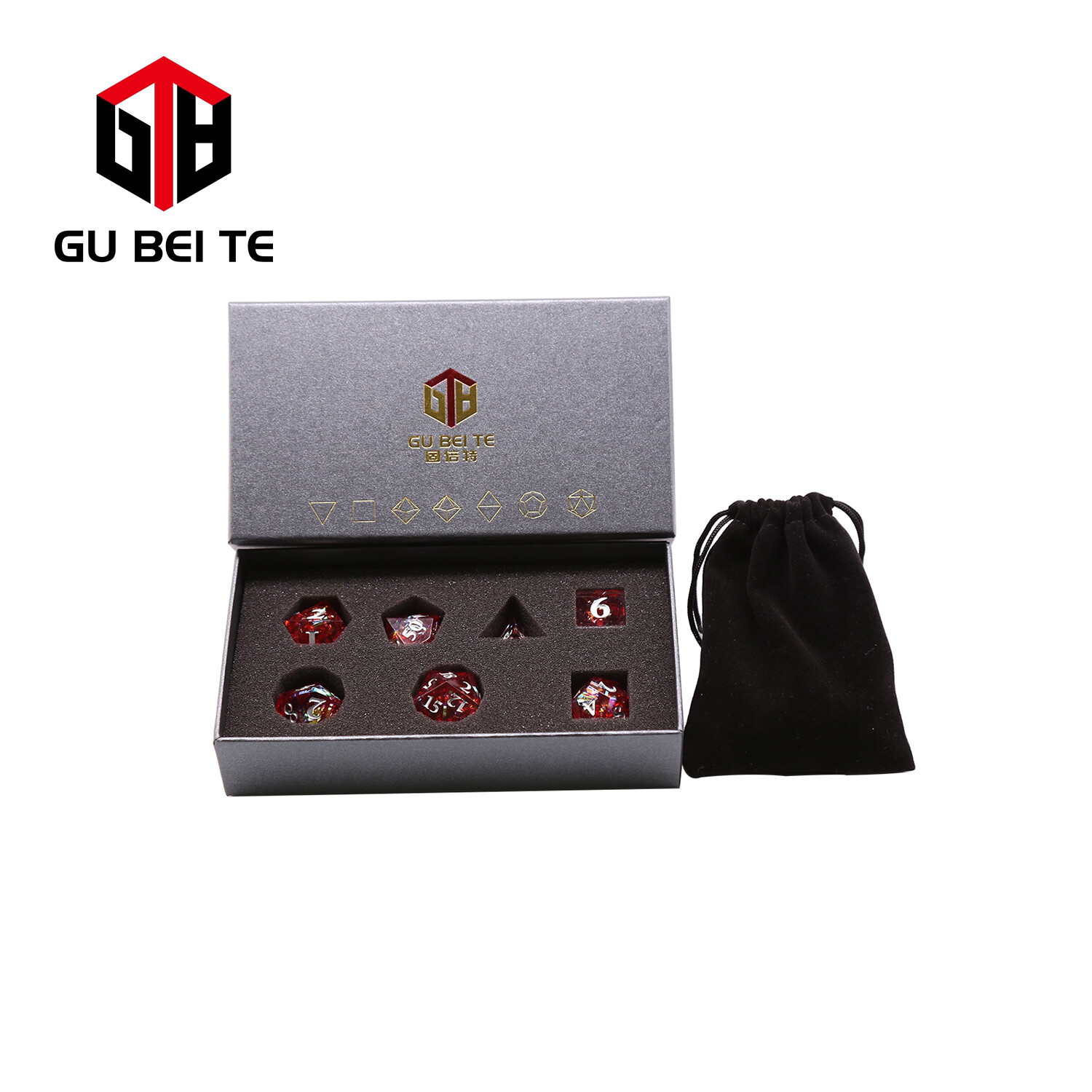 7Pcs DND Dice Set Resin Red Polyhedral Dice D4 D6 D8 D10 D10 D10 D% for Rpg D&D