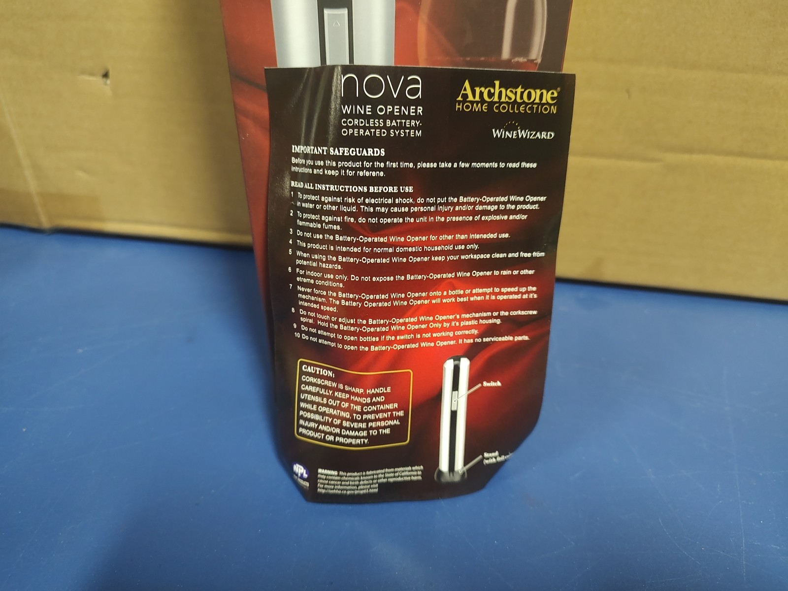 🍷 Archstone Nova Electric Wine-Bottle Opener w/ Foil Cutter, Model AH-497,New