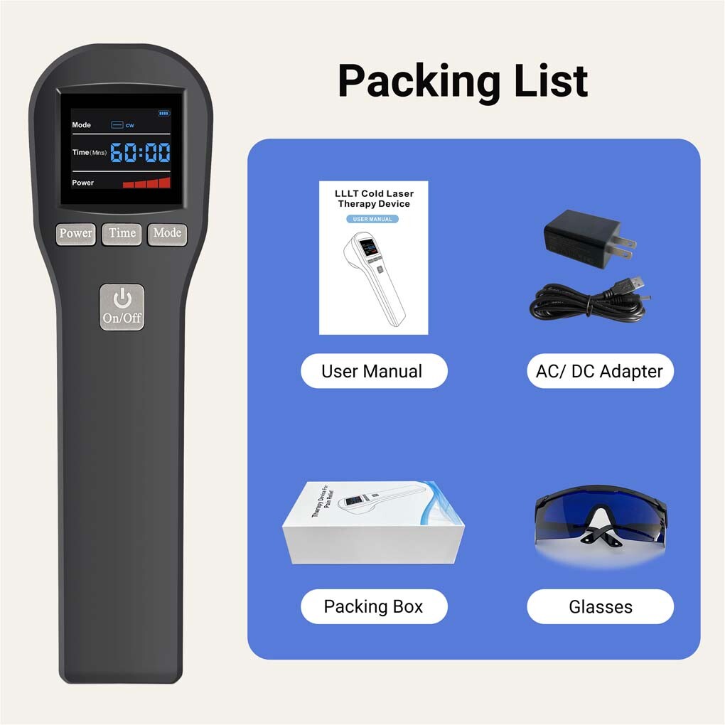 LLLT Cold Laser Therapy Device 650nm*16+808nm*4 for Fibromyalgia & Neuropathy