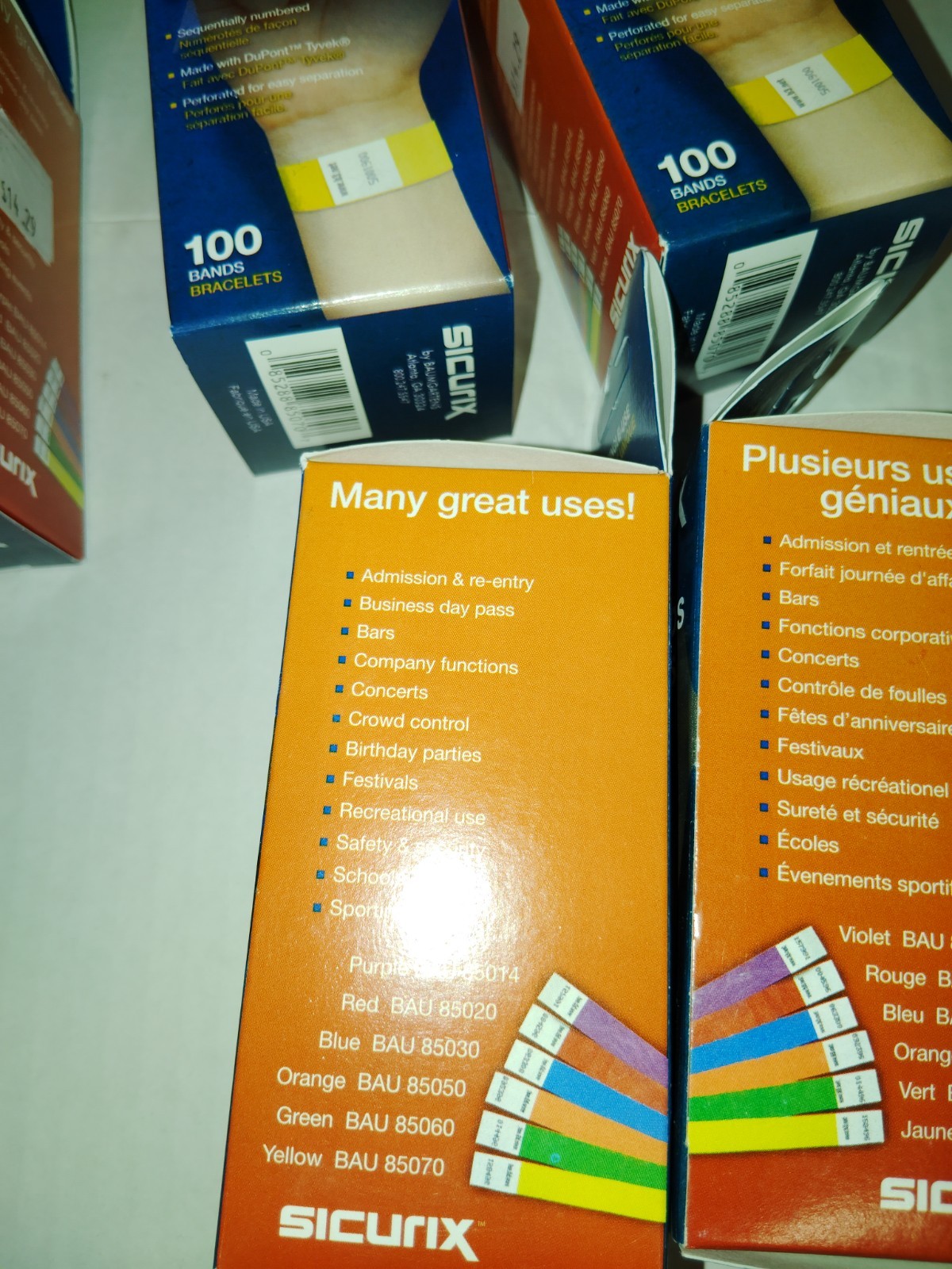 500 Count Wristbands for Events, yellow Tyvek Material, Security Bracelets