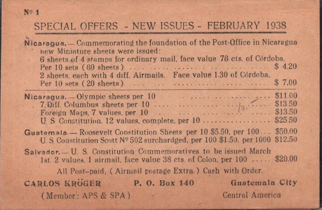 1939 Guatemala Postcard - Stamp Dealer with Bisect and Tax Stamp