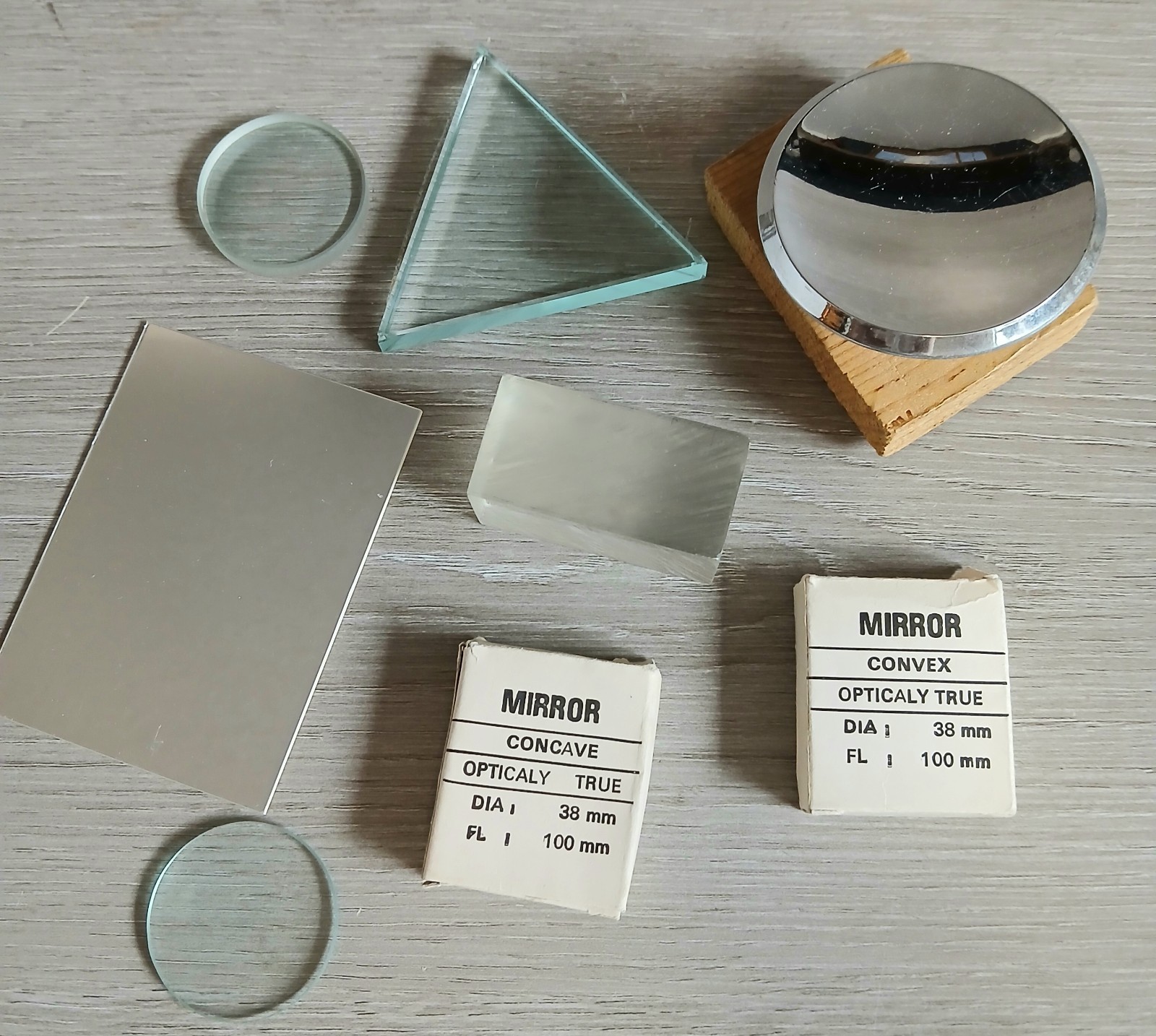 Vintage Science Optic Light 8 Piece Kit Mirror Lenses Prism Reflect