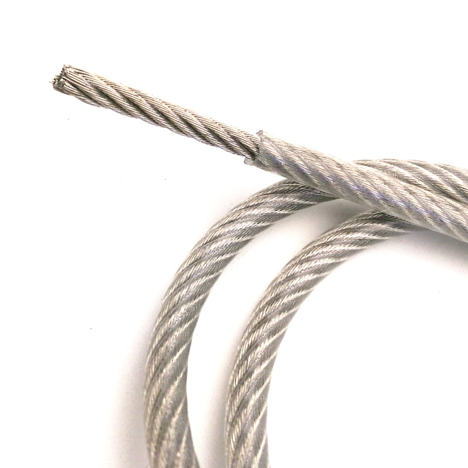 Looped End 3/16" Vinyl Coated Galvanized Steel Cable 7x19, 1/8" Core, 1ft - 70ft