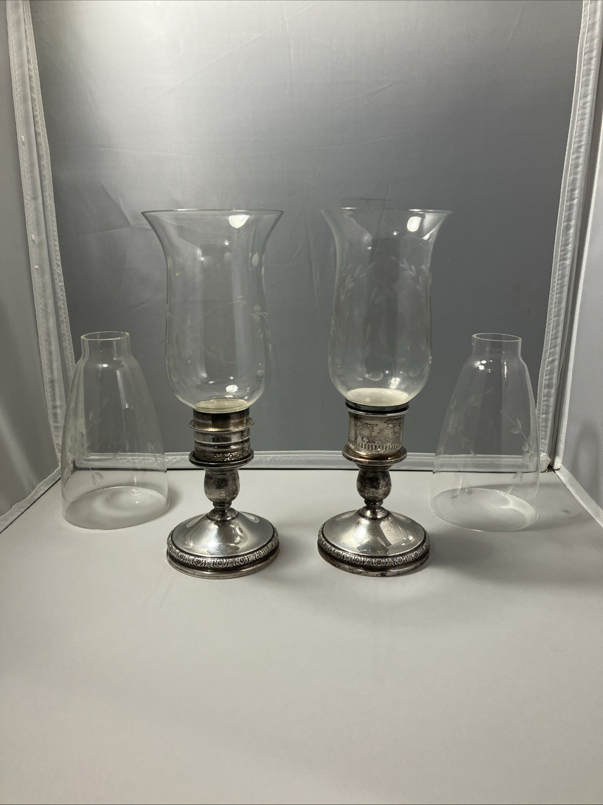 International Silver Prelude-Plain “Sterling Hollowware” Weighted Hurricane Lot