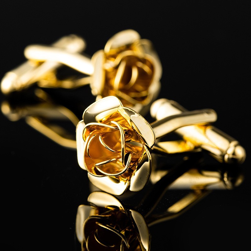 Rose Shape Men Cufflinks 1 Pair of Shirt Suit Cuff Links Valentine's Day Gifts