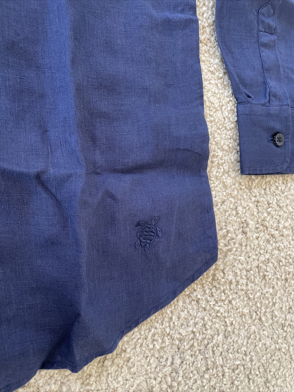 NWT Authentic Vilebrequin Long Sleeve Shirt - 100% Linen - BOYS - 8 Years - BLUE