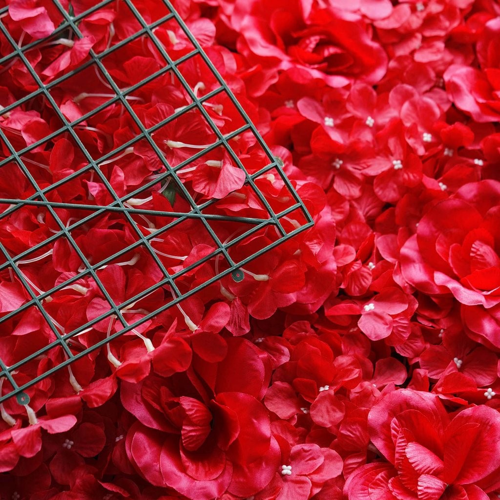 4 Red Roses and Hydrangea Flowers Mat Wall Backdrop Panels Wedding Decorations