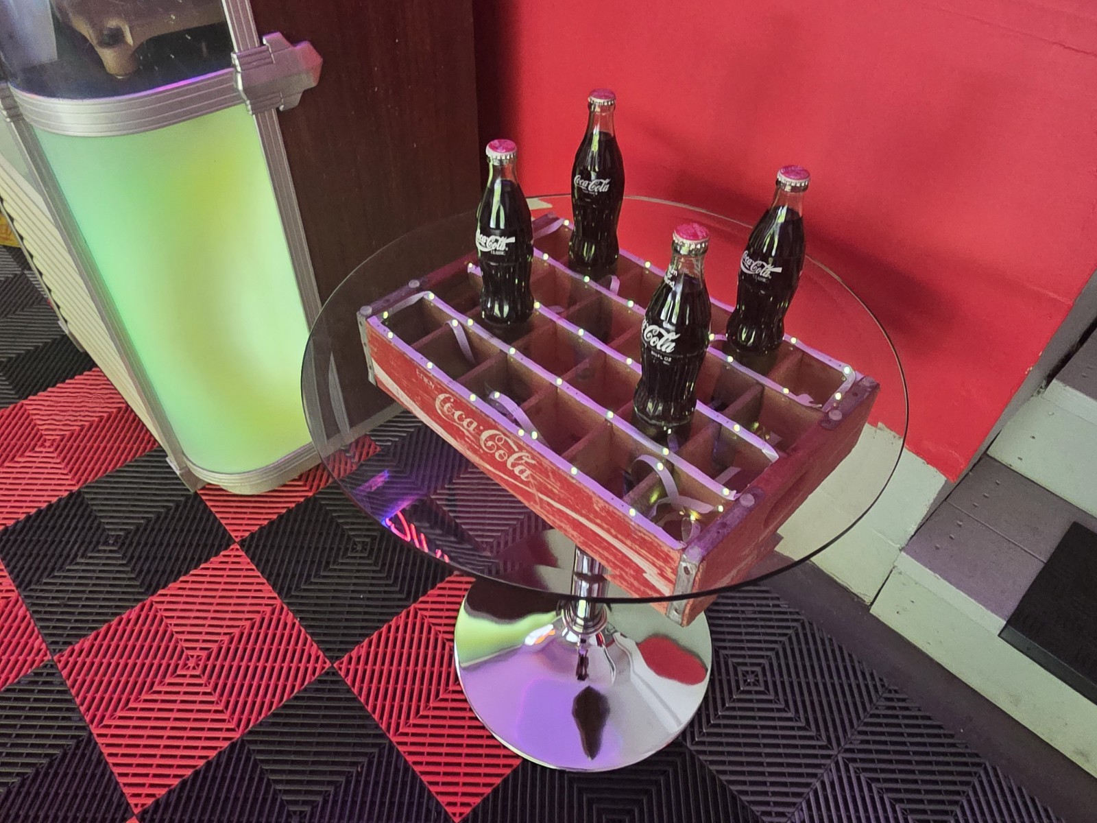 Vintage Coca-Cola Crate Table with LED Lighting | Handmade Bar or Diner Accent |