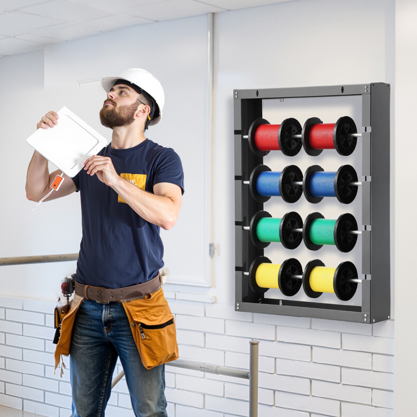 VEVOR Wire Spool Rack 4Adjustable Rods Spool Holder Wall Mounted 150lbs Capacity