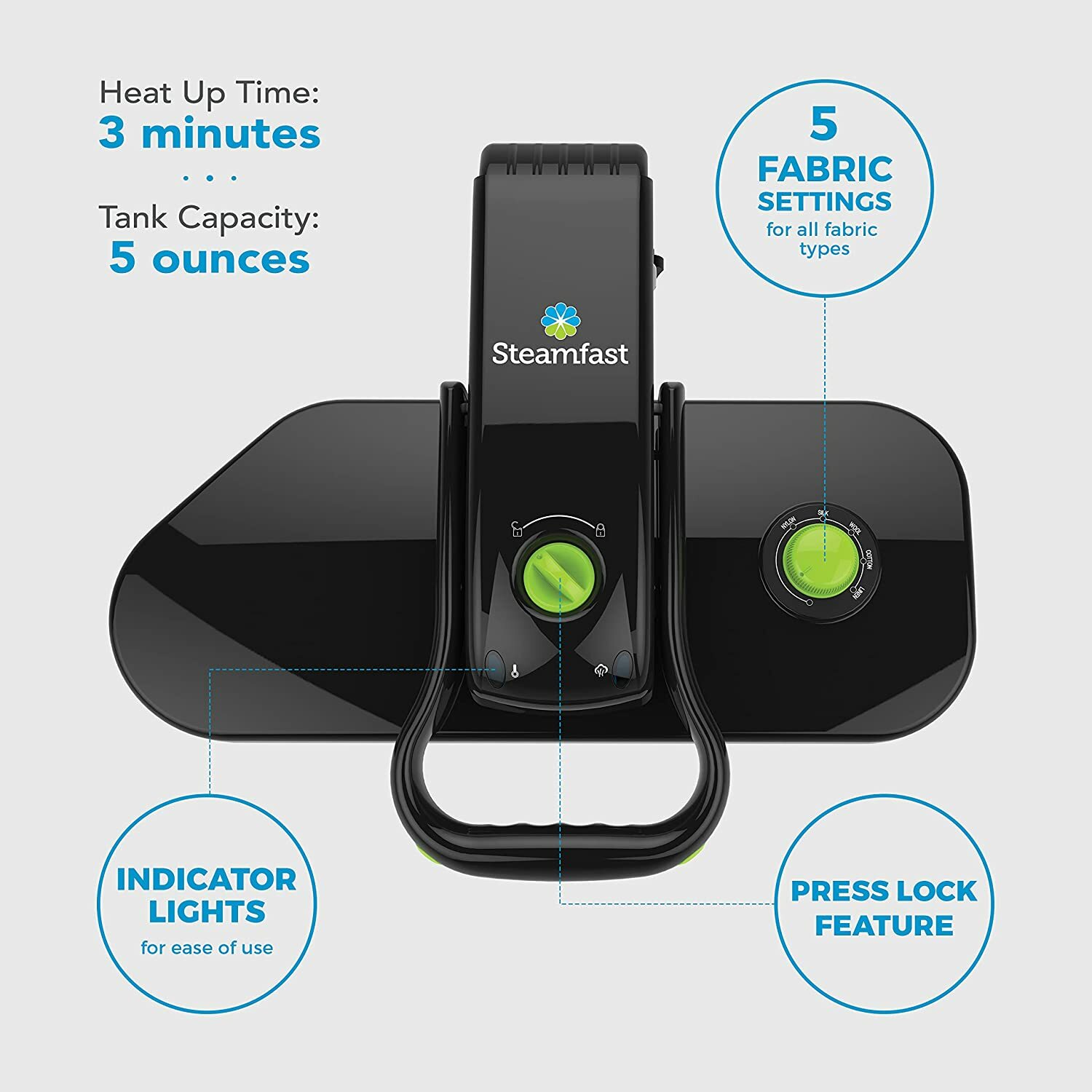 Steamfast SF-623 1500W Mid-Size Fabric Steam Press Iron