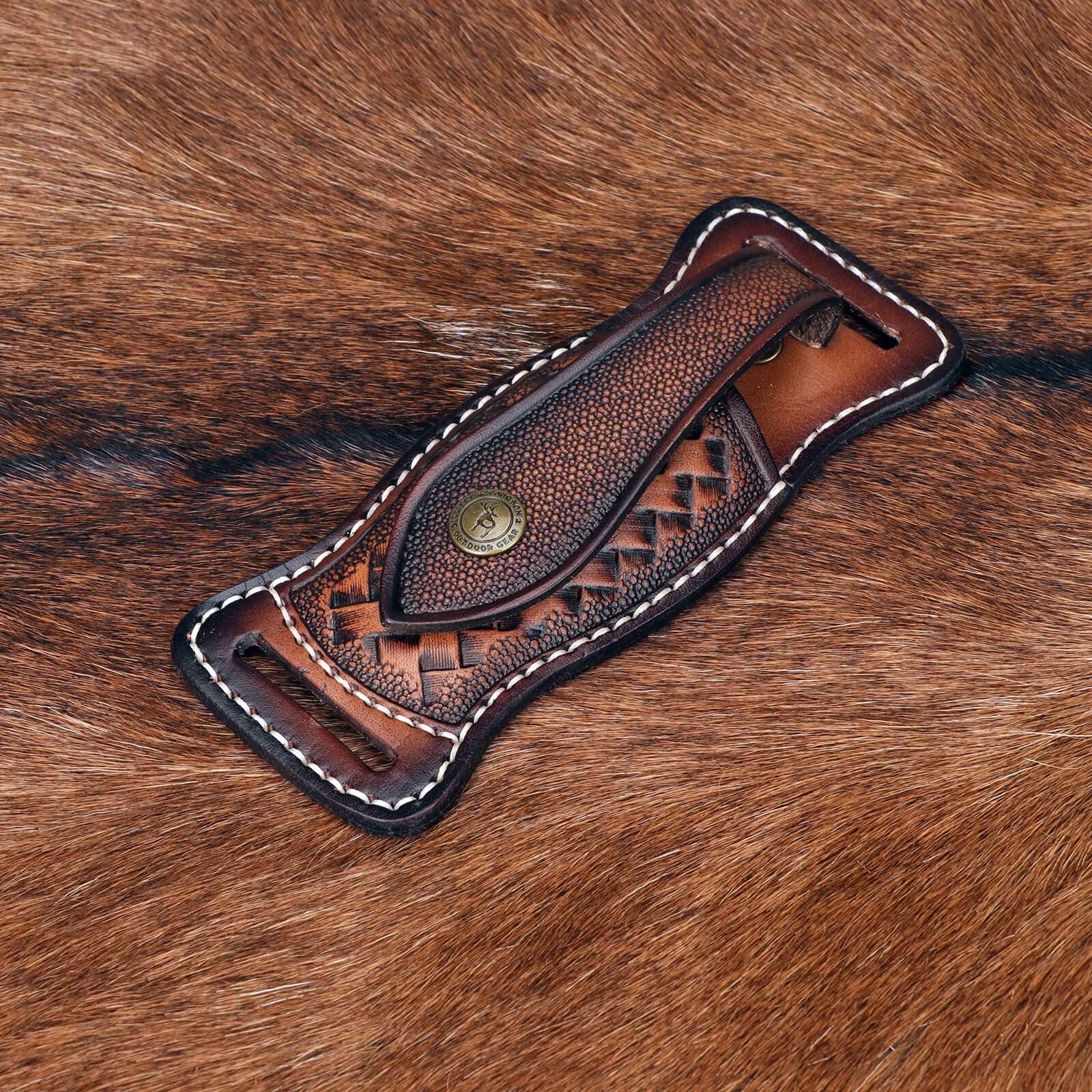 TOURBON Leather Folding Blade Knife Sheath Belt EDC Knives Cover Case Horizontal