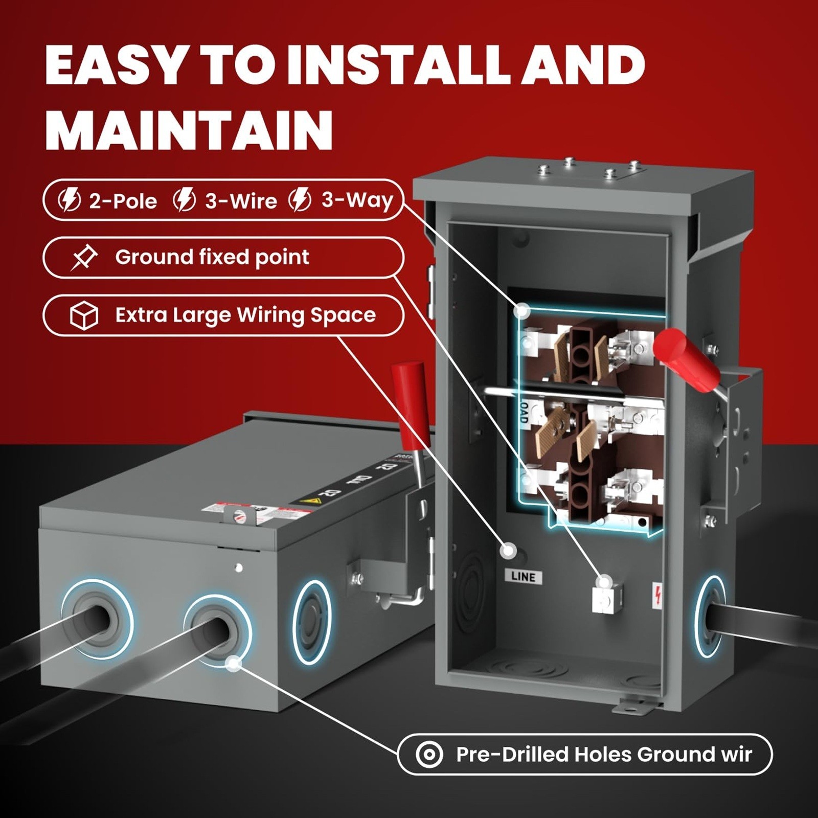 200 Amp Manual Generator Transfer Switch Heavy Duty 48000W General Double Throw