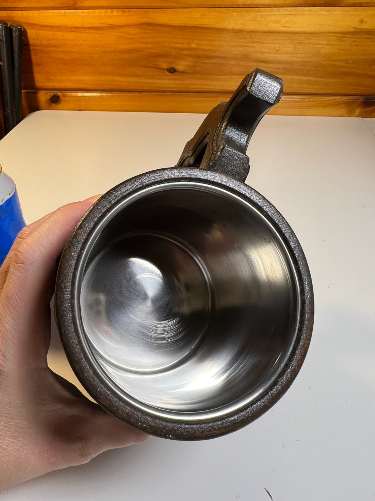 Medieval Wooden Wood Tankard Mug Cup Stein D&D Tavern LARP Stainless Steel DnD