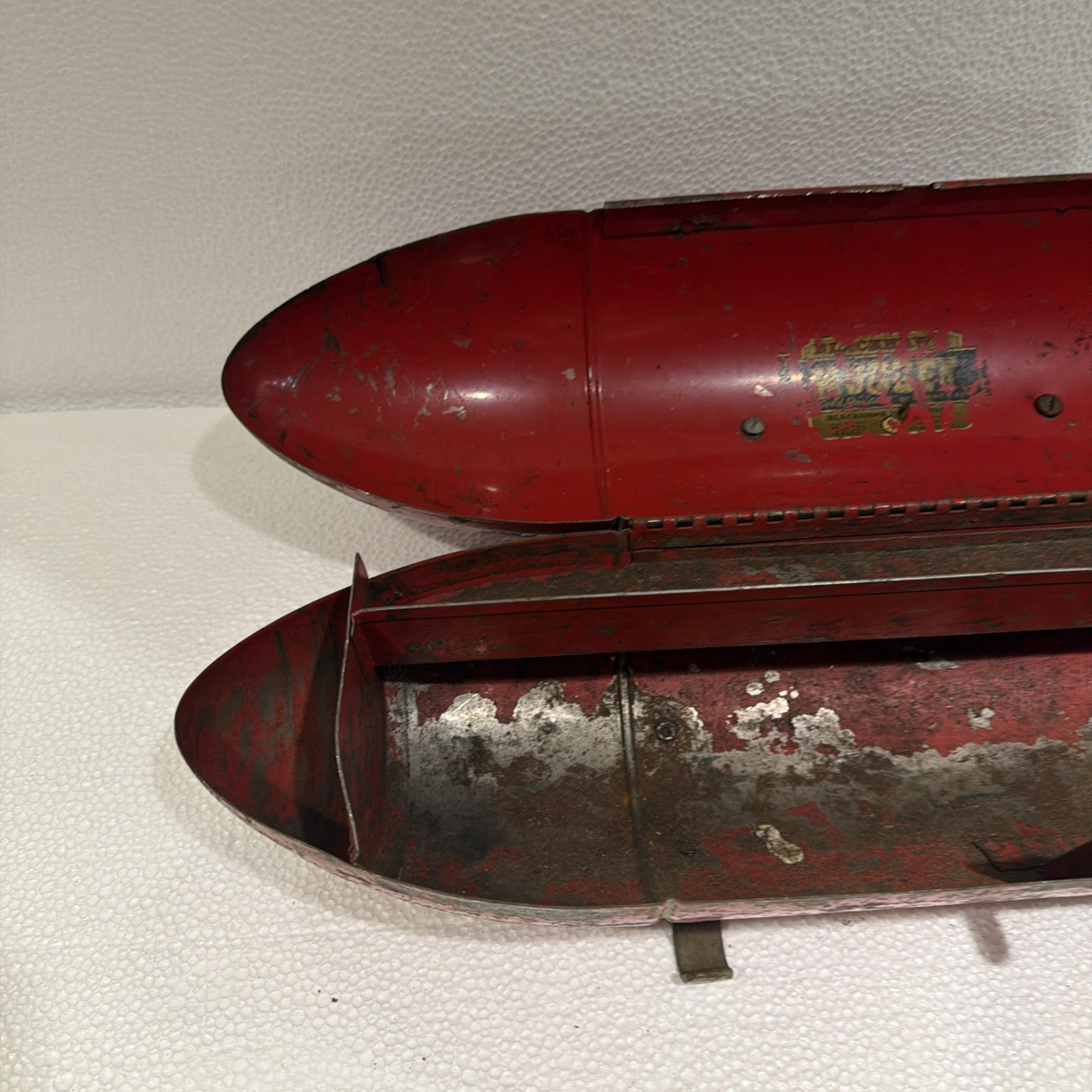 Vintage Blackhawk Torpedo Tool Box Garage Tools Hot Rod Red Rocket Style 1950's