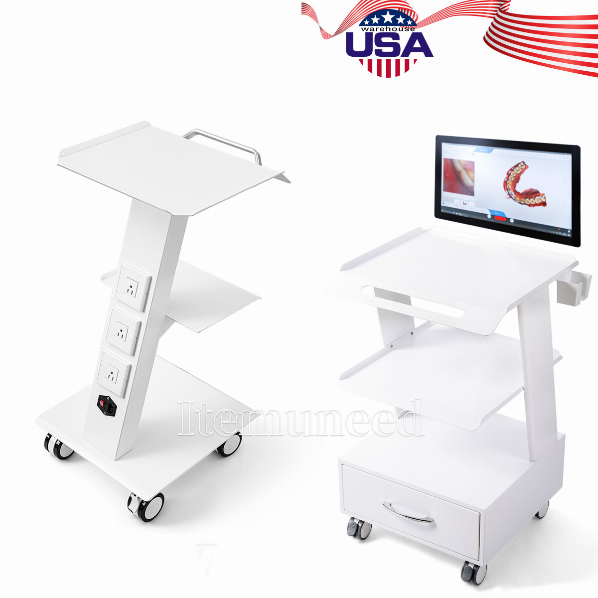 Dental Mobile RollingTrolley Cart /Medical Utility Cart fit Intra Scanner